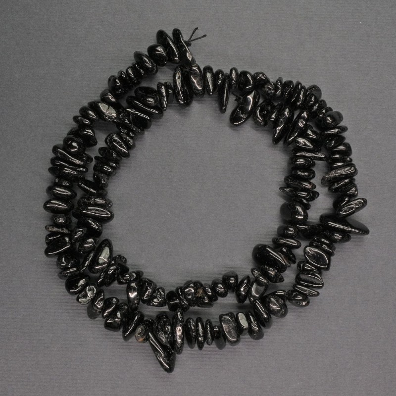 Natural stone Beads Black Tourmaline Chip, 6x4mm diameter, length 41cm
