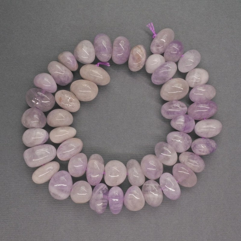 Amethyst Beads - faceted, natural stone, 12x9mm, 40cm length