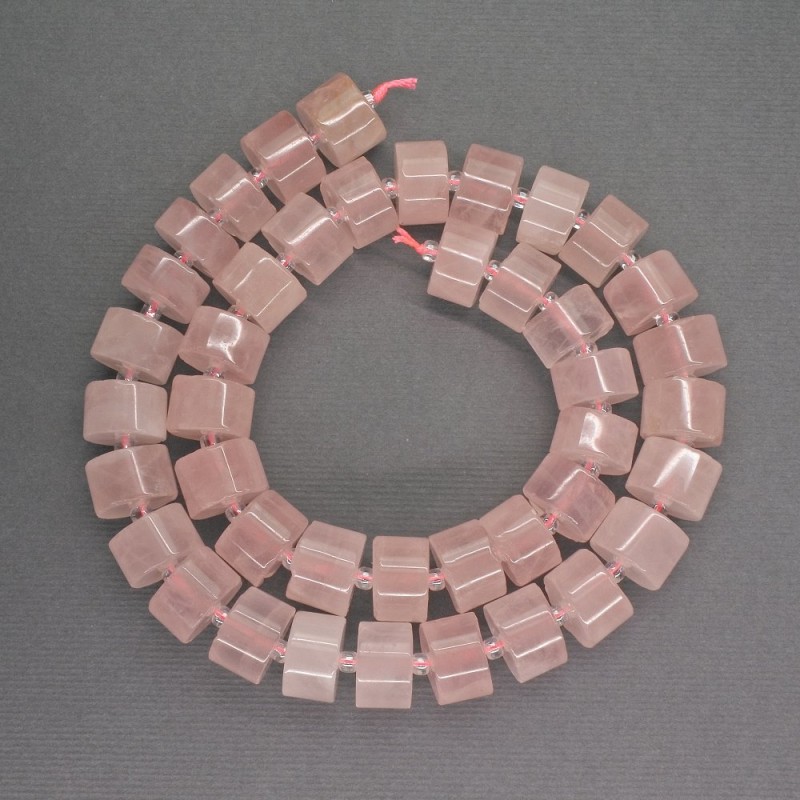 Natural gemstone beads Pink Quartz cylinder, 11×6mm diameter, length 40cm