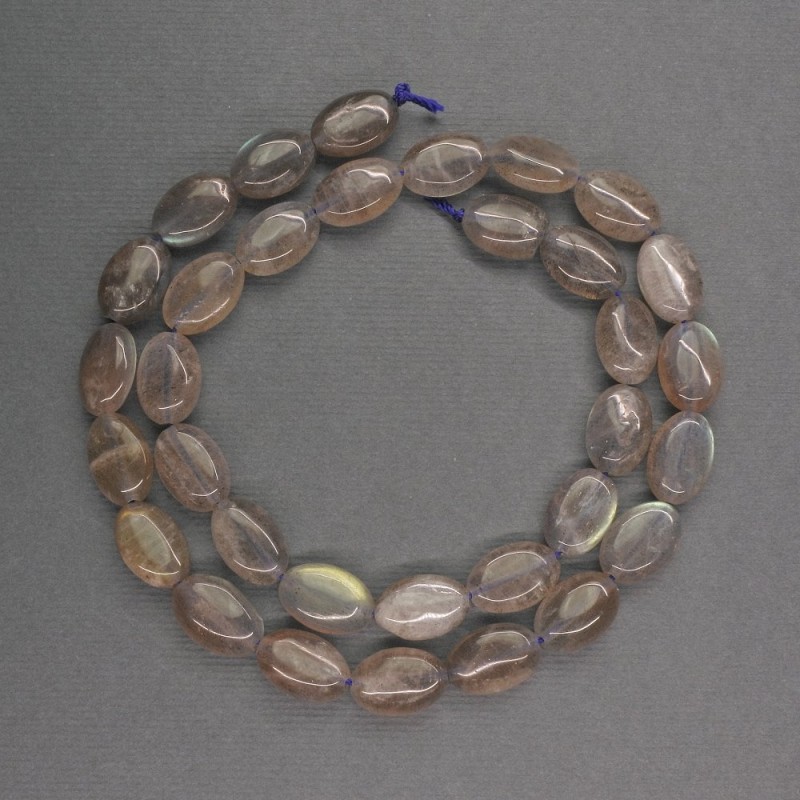 Labradorite Beads Oval 8×12×5 mm ±, Thread length 41 cm ±