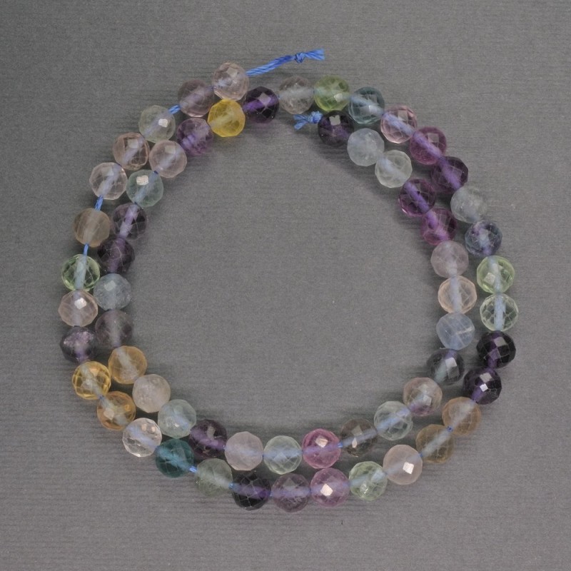 Natural fluorite beads graduated round 6mm diameter, length 39cm