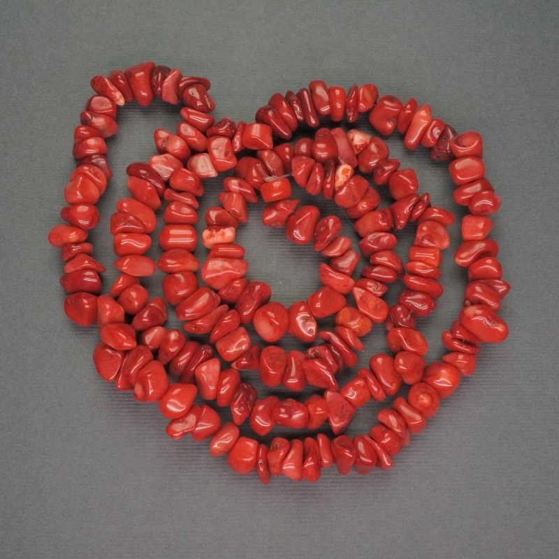 Natural Red Coral Beads, Chip, Diameter 8-10mm+-, Length 80cm+