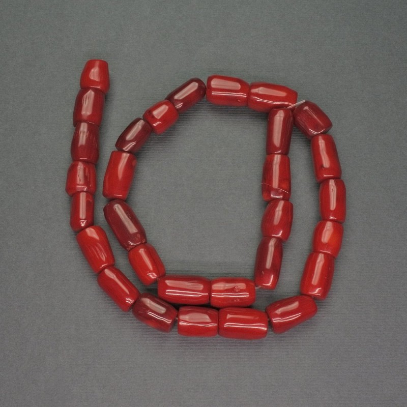 Natural Red Coral Beads Cylinder Chips, Diameter 9x15mm+-, Length 40cm+