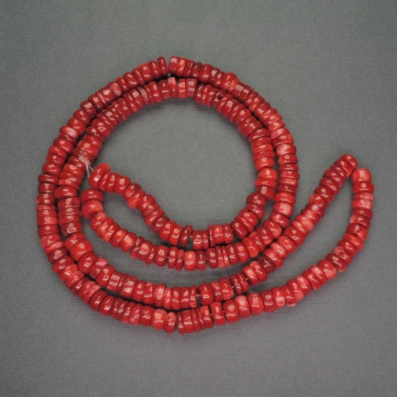 Natural Red Coral Beads Rondelle, Diameter 9x3mm+-, Length 85cm+