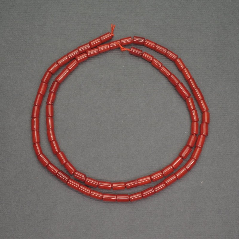 Natural Red Coral Beads, Tube Cylinder, Diameter 3.5x5.5mm+-, Length 40cm+