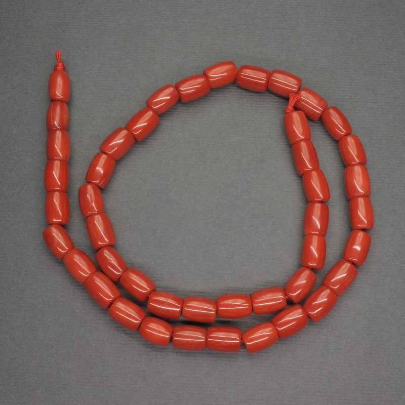 Natural Coral Beads, Orange Barrel, diameter 7x9mm+/-, length 40cm+