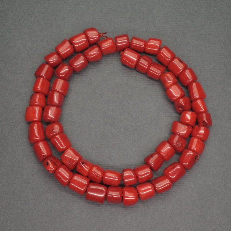 Natural Red Coral Beads, Chip Tumbled Cut, Diameter 7x8mm+/-, Length 40cm+