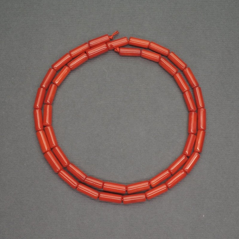 Natural Coral Beads, Orange Cylinder Tube, diameter 3.5x9mm+/-, length 40cm+