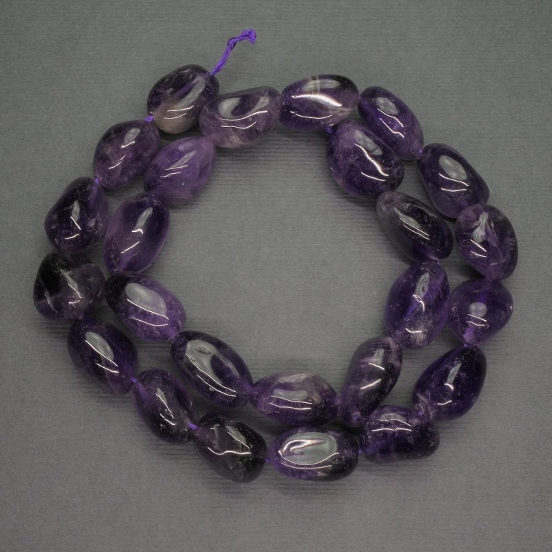 Natural Stone Amethyst Beads Tumbled, Diameter 12x14mm+-, Length 39cm+