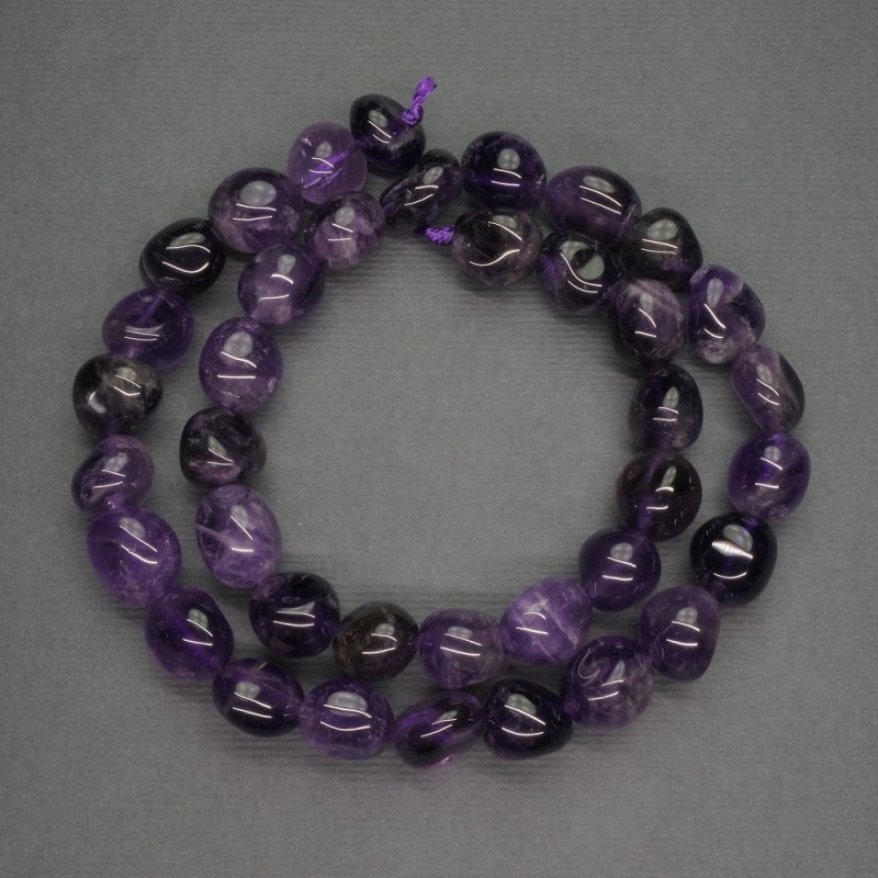 Natural Amethyst Beads, Tumbled, 10x10mm, 40cm Length