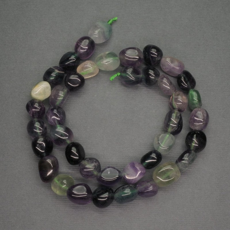 Natural Stone Beads Fluorite Tumbled, Diameter 9mm+-, Length 39cm+
