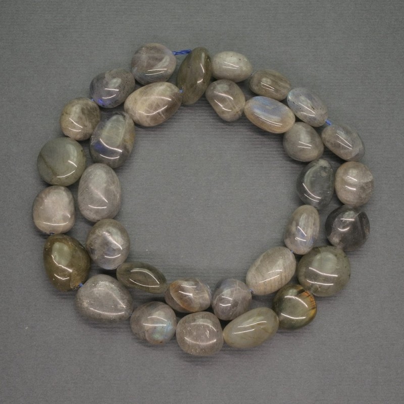 Natural Stone Beads Labradorite Nugget, diameter 11x14mm+/-, length 39cm+