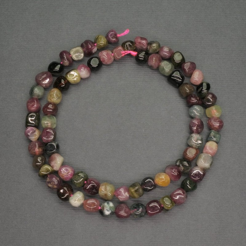 Natural Stone Beads Tourmaline Tumbled, Diameter 5mm+-, Length 40cm+