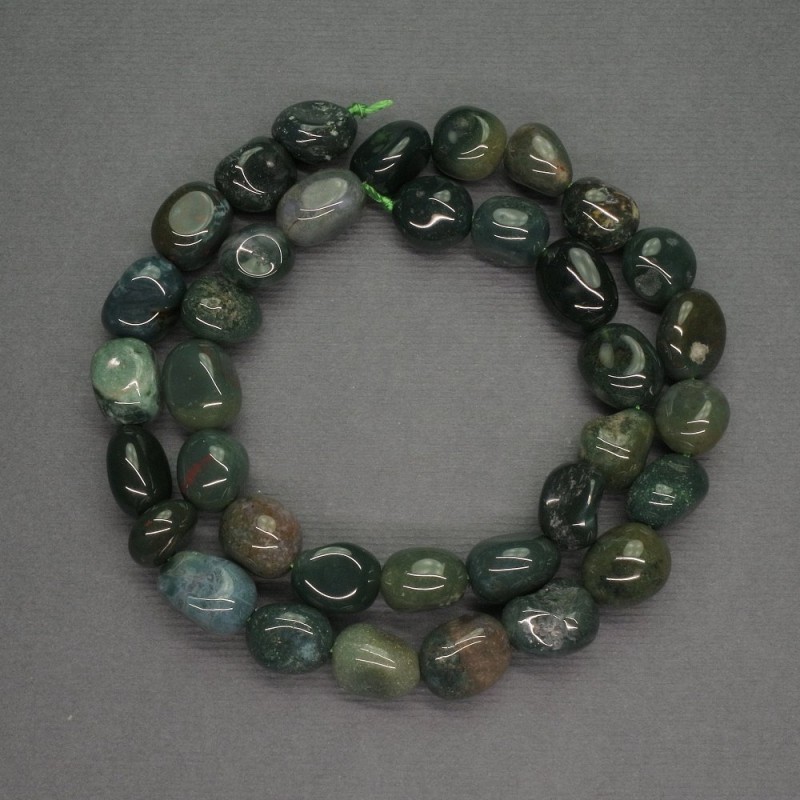 Natural Stone Beads Green Jasper Tumbled, Diameter 9x10mm+-, Length 38cm+