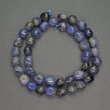 Natural Stone Beads Sodalite Nugget, diameter 9mm+/-, length 39cm+