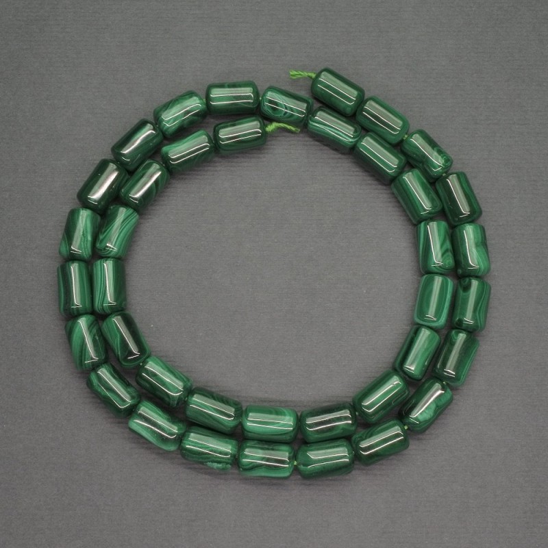 Natural Stone Beads Malachite Cylinder, diameter 6x10mm+/-, length 40cm+