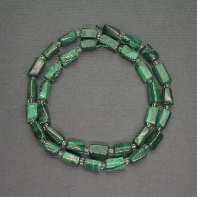 Natural Stone Malachite Beads, Faceted Cylinder, Diameter 6x11mm+-, Diameter 3mm, Length 41cm+