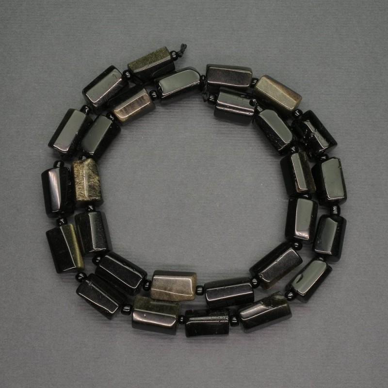 Natural Stone Sunstone Obsidian Beads, Faceted Cylinder, Diameter 8x13mm+-, Diameter 3mm, Length 40cm+