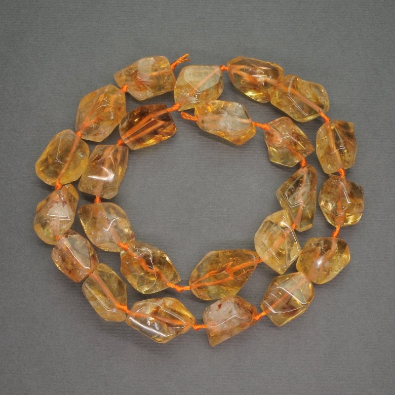 Natural Stone Beads Citrine Faceted Nugget, diameter 10x15mm+/-, length 42cm+