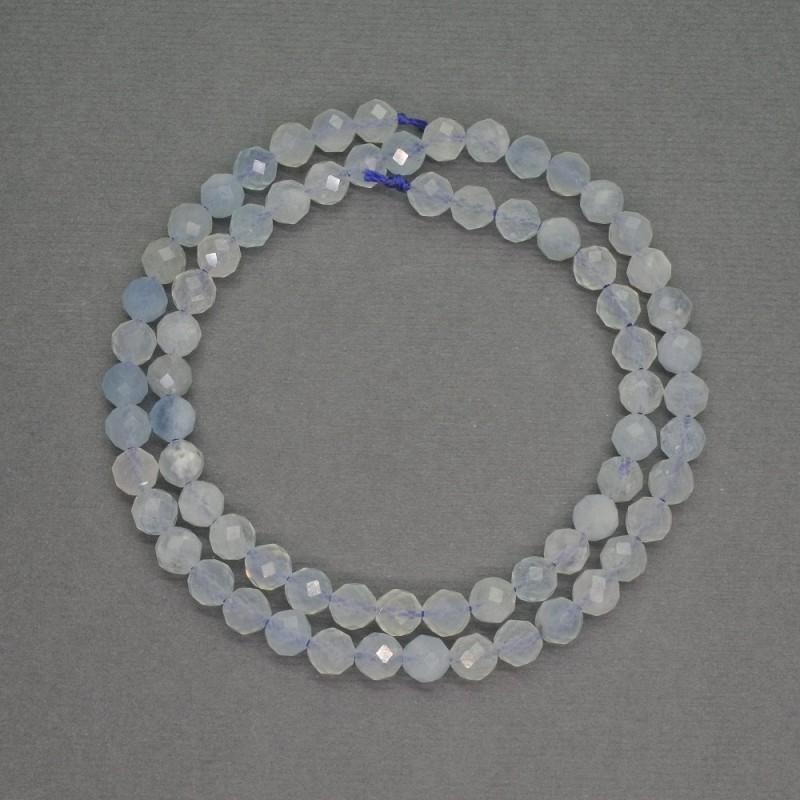 Natural Aquamarine Beads Faceted Round, Diameter 5mm+-, Length 39cm+