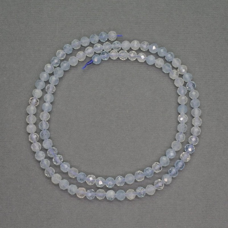 Natural Aquamarine Beads Faceted Round, Diameter 4mm+-, Length 39cm+