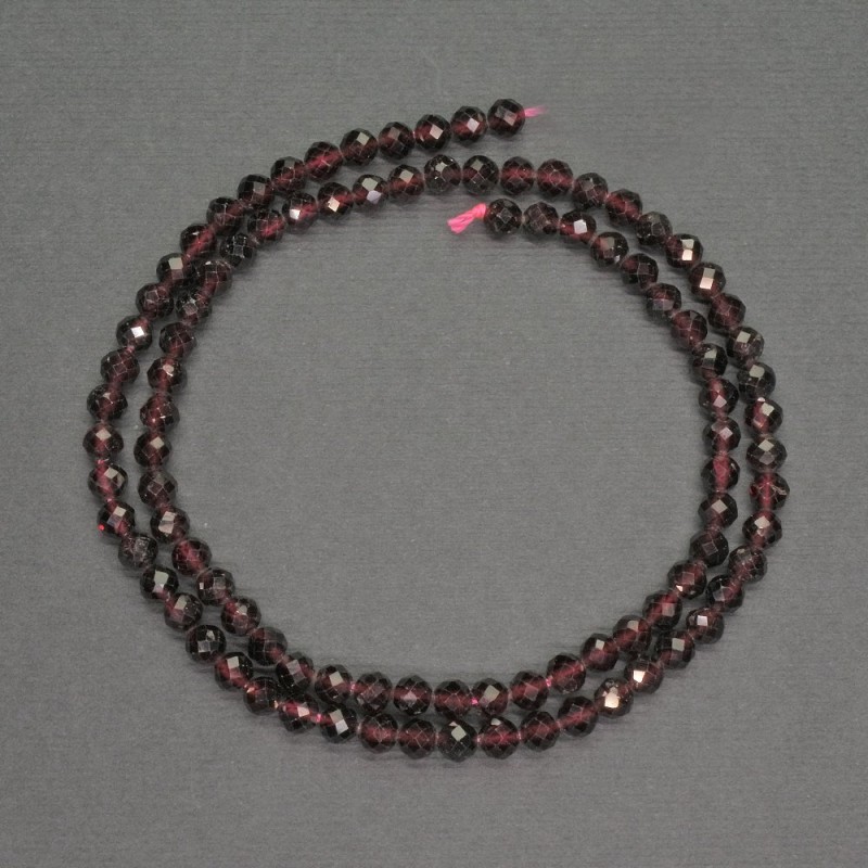 Garnet natural stone beads faceted bead, diameter 4.5 mm±, length 39 cm±