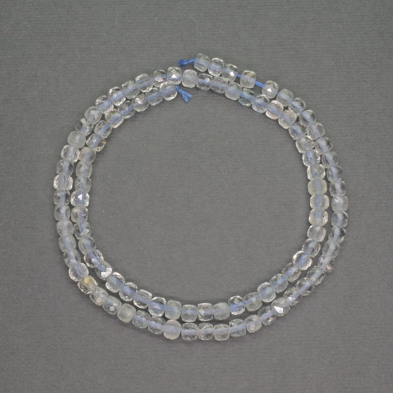 Beads Natural Stone Topaz Small Faceted Cube, Diameter 4mm+-, Length 39cm+