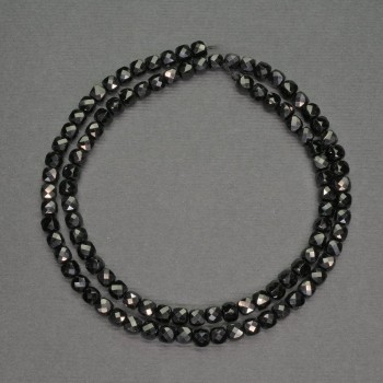 Beads Natural Stone Black Tourmaline Small Faceted Cube, Diameter 4mm+-, Length 38cm+