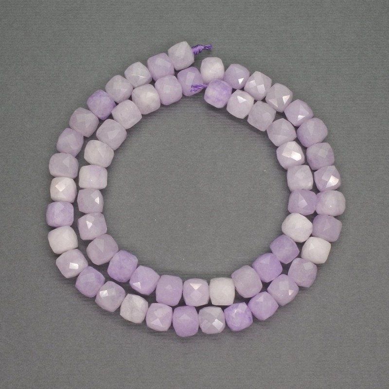 Kunzite Beads, Faceted Cubes, 7mm Diameter, 39cm Length