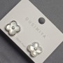 Stud Earrings Clover 12mm± Pearlized Silver Metal