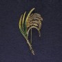 Twig Brooch, green and yellow enamel, gold-tone metal, diameter 52x27mm+