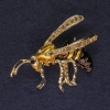Wasp Brooch Yellow Rhinestones Gold-Tone Metal, Diameter 43x30mm+