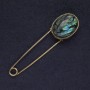 Abalone Pin Brooch, 78x20mm+/-, Gold-Tone Metal