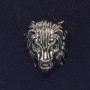 Lion Brooch Green Rhinestones Silver-Tone Metal, Diameter 28x22mm+