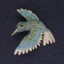 Bird Brooch Blue Colour with Shimmer 40x42mm+- Gold-Tone Metal