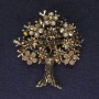 Tree Brooch with Rhinestones, Gold-Tone Metal, Diameter 45x50mm+
