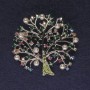 Tree Brooch with Rhinestones and Pearls, Silver-Tone Metal, Diameter 46mm+