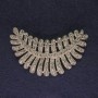 Feather Brooch White Rhinestones Silver-Tone Metal, Diameter 50x43mm+