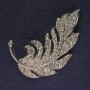 Feather Brooch White Rhinestones Silver-Tone Metal, Diameter 60x31mm+