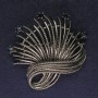 Accent Brooch, blue rhinestones, silver-tone metal, 67x63mm+