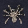 Spider Brooch White and Black Rhinestones Silver-Tone Metal 29x29mm+