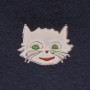 Cat Brooch, white enamel colour, silver-tone metal, 27x22mm+