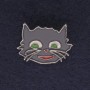 Cat Brooch, Grey Enamel, Silver-Tone Metal, 27x22mm+