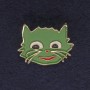 Cat Brooch, Green, Gold-Tone Metal, 27x22mm+