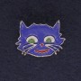 Cat Brooch, Blue Enamel, Silver-Tone Metal, 27x22mm+