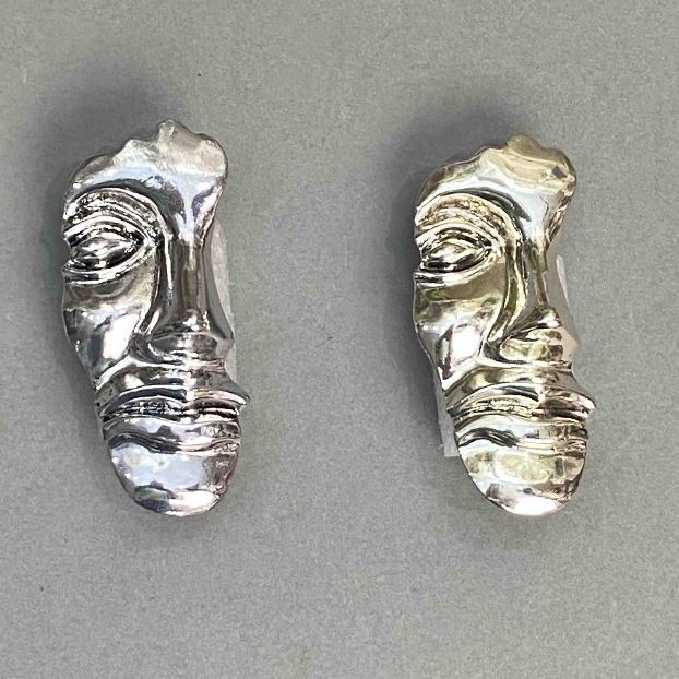 Accent Persona Brooch, silver colour (mix), 55x24mm +/-, silver-tone metal