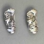 Accent Persona Brooch, silver colour (mix), 55x24mm +/-, silver-tone metal