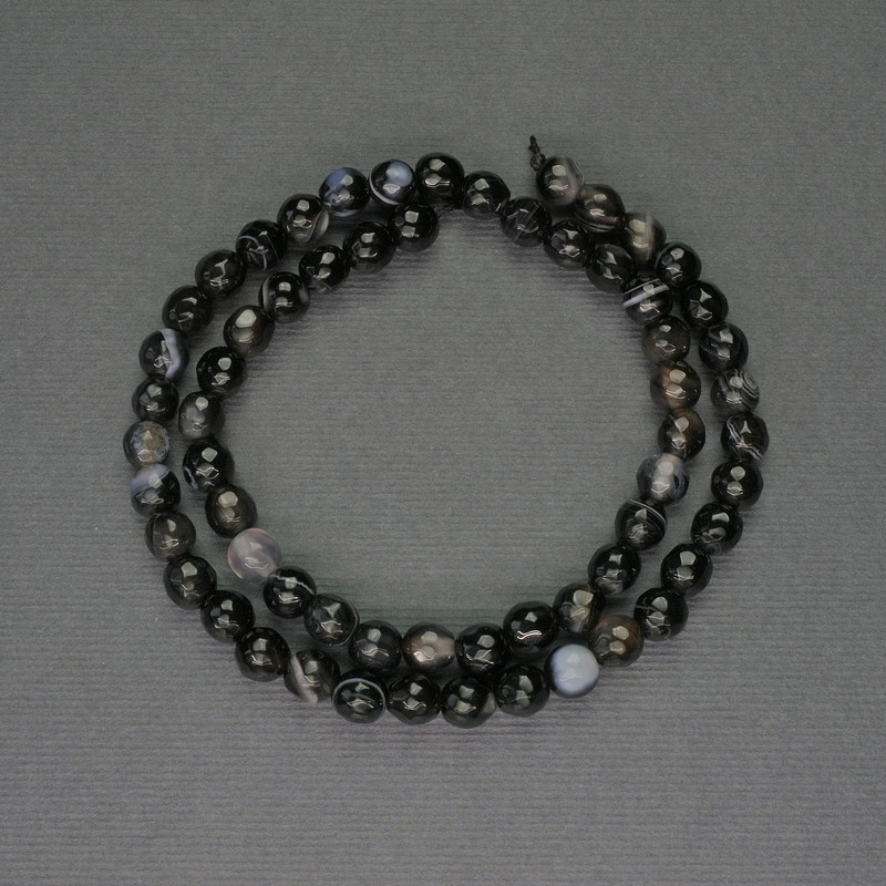 Agate Faceted Round Beads, diameter 6mm+/- on a strand, length 37cm+