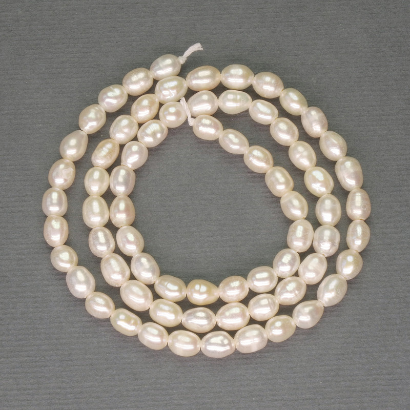 River White Pearls on a Thread, Diameter 5x4mm+ on a Thread, Length 36cm+