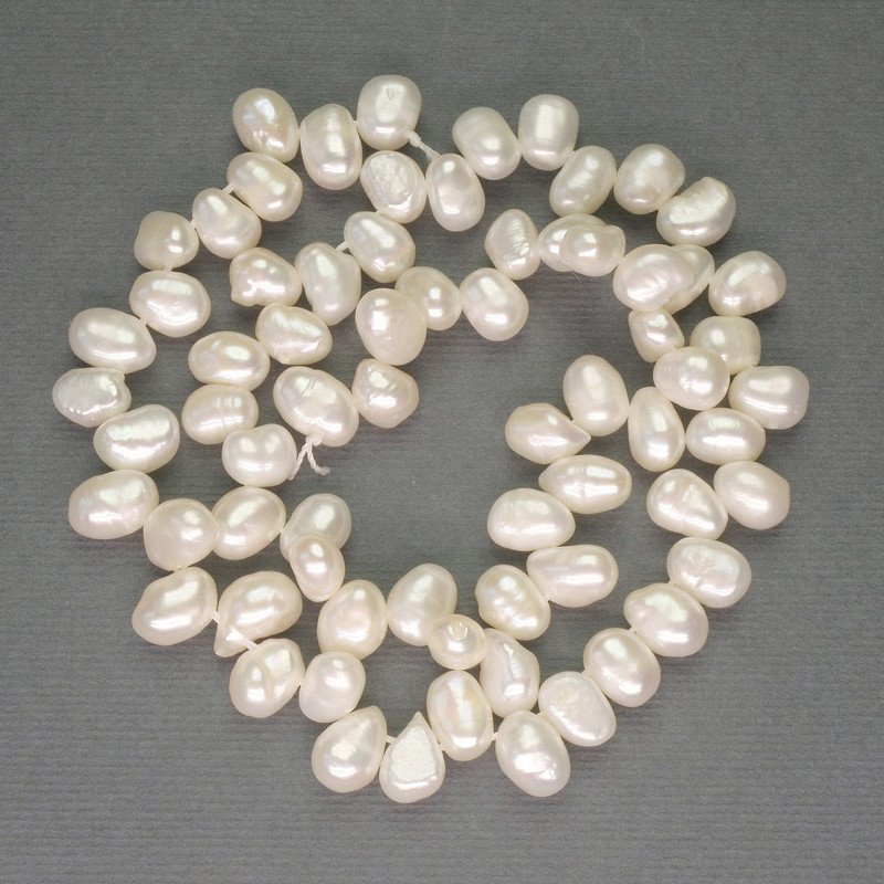 River White Pearls Oval on a Strand, diameter 7x7-9mm+/- on a strand, length 40cm+